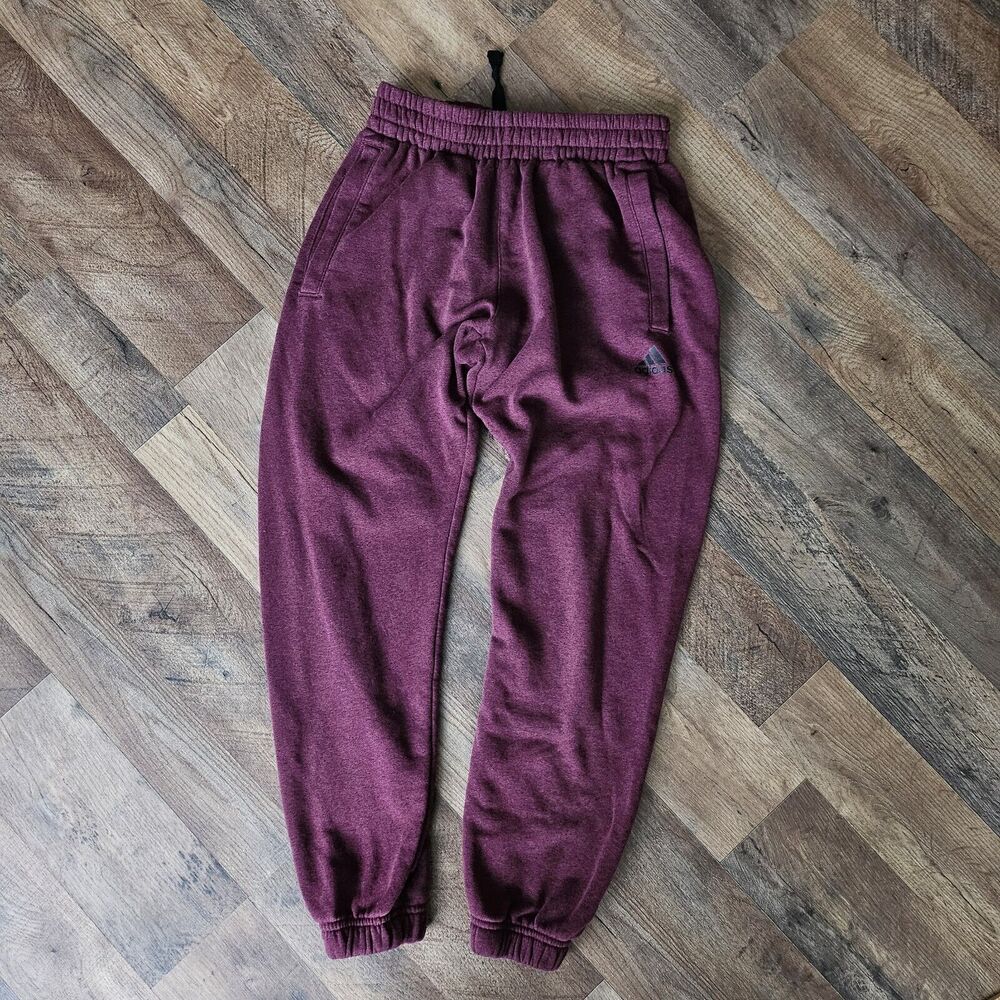 Adidas Sweatpants Womens Size S Maroon Drawstring Tapered Lounge Casual Joggers